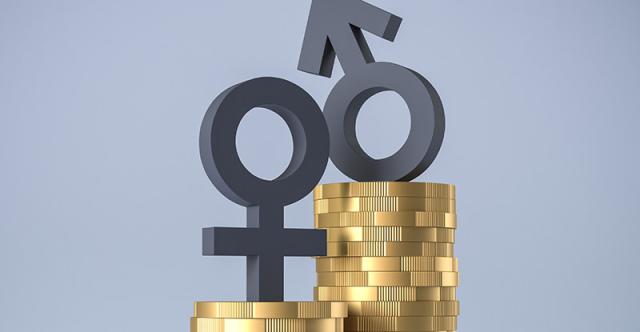 Illustration verschiedene Münzstapel mit Gender-Symbolen