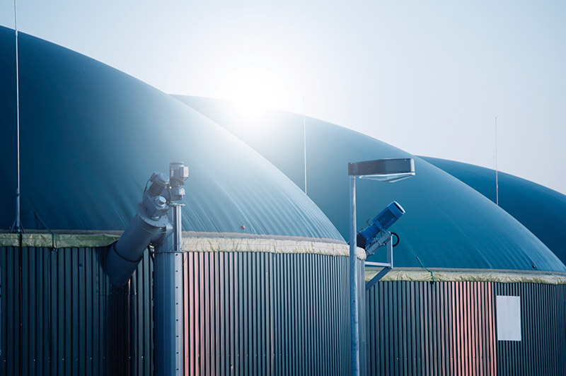 Detail shot of a modern biogas plant in Germany. Cross processed and vignette added.